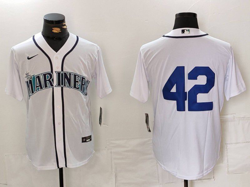 Men Seattle Mariners #42 No Name White Game 2024 Nike MLB Jersey style 1->seattle mariners->MLB Jersey